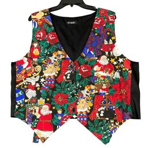 Vintage 90s 111 Main Christmas Santa Vest Holiday Waistcoat 1X Womens